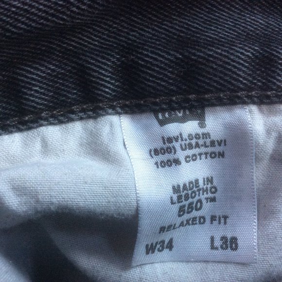 LEVI'S 505 Relaxed Fit Red Tab Straight Leg Black Mens Denim Jeans Size 34x36* - Picture 5 of 7